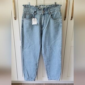 Miss Selfridge Jeans Womens 10 Blue Super High Waist Mom Tapered